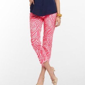 Lilly Pulitzer Palm Beach Fit Pink Zebra Print Crop Ankle Pants Size 8